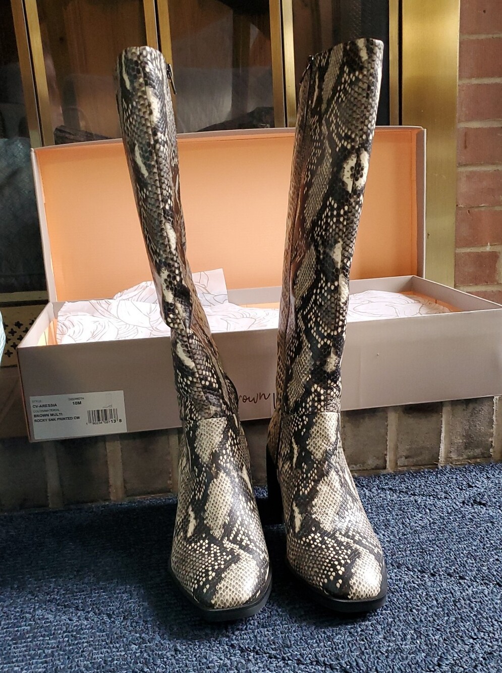 Crown Vintage Aressia Snake Print Knee High Boots NIB sz 10